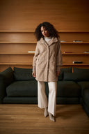 Joseph Ribkoff Textured Faux Fur Mock-Neck Coat Style 263915