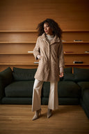 Joseph Ribkoff Textured Faux Fur Mock-Neck Coat Style 263915