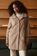 Joseph Ribkoff Textured Faux Fur Mock-Neck Coat Style 263915