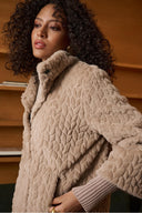 Joseph Ribkoff Textured Faux Fur Mock-Neck Coat Style 263915