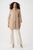 Joseph Ribkoff Textured Faux Fur Mock-Neck Coat Style 263915