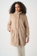 Joseph Ribkoff Textured Faux Fur Mock-Neck Coat Style 263915