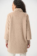 Joseph Ribkoff Textured Faux Fur Mock-Neck Coat Style 263915