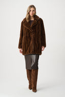 Joseph Ribkoff Textured Faux Fur Notch Collar Coat Style 263916.