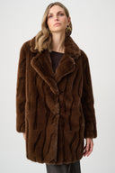 Joseph Ribkoff Textured Faux Fur Notch Collar Coat Style 263916