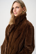 Joseph Ribkoff Textured Faux Fur Notch Collar Coat Style 263916