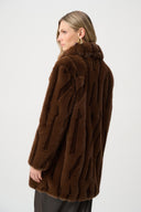 Joseph Ribkoff Textured Faux Fur Notch Collar Coat Style 263916