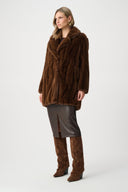 Joseph Ribkoff Textured Faux Fur Notch Collar Coat Style 263916