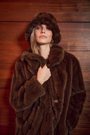 Joseph Ribkoff Textured Faux Fur Notch Collar Coat Style 263916