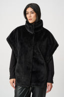 Joseph Ribkoff Faux Fur Funnel-Neck Boxy Vest Style 263918