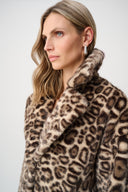 Joseph Ribkoff Faux Fur Leopard Print Straight Coat Style 263919