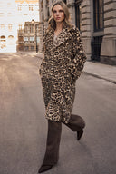 Joseph Ribkoff Faux Fur Leopard Print Straight Coat Style 263919