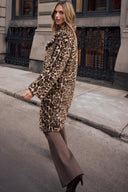 Joseph Ribkoff Faux Fur Leopard Print Straight Coat Style 263919