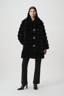 Joseph Ribkoff Faux Fur Funnel-Neck Reversible Coat Style 263920