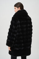 Joseph Ribkoff Faux Fur Funnel-Neck Reversible Coat Style 263920