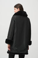 Joseph Ribkoff Faux Fur Funnel-Neck Reversible Coat Style 263920