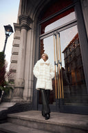 Joseph Ribkoff Faux Fur Funnel-Neck Reversible Coat Style 263920