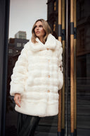 Joseph Ribkoff Faux Fur Funnel-Neck Reversible Coat Style 263920