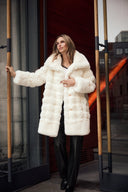 Joseph Ribkoff Faux Fur Funnel-Neck Reversible Coat Style 263920