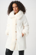 Joseph Ribkoff Faux Fur Funnel-Neck Reversible Coat Style 263920