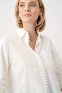 Joseph Ribkoff Cotton Poplin Pearl Trim Boxy Blouse Style 263923