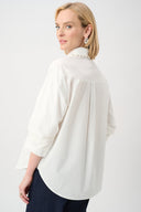 Joseph Ribkoff Cotton Poplin Pearl Trim Boxy Blouse Style 263923
