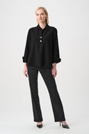 Joseph Ribkoff Stretch Poplin Shirt-Collar Boxy Top Style 263928
