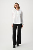 Joseph Ribkoff Stretch Poplin Shirt-Collar Boxy Top Style 263928