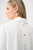 Joseph Ribkoff Stretch Poplin Shirt-Collar Boxy Top Style 263928