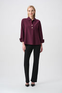 Joseph Ribkoff Stretch Poplin Shirt-Collar Boxy Top Style 263928
