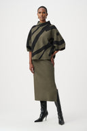 Joseph Ribkoff Abstract Jacquard Funnel-Neck Boxy Sweater Style 263936