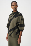 Joseph Ribkoff Abstract Jacquard Funnel-Neck Boxy Sweater Style 263936