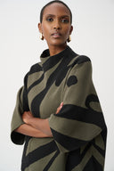 Joseph Ribkoff Abstract Jacquard Funnel-Neck Boxy Sweater Style 263936