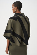 Joseph Ribkoff Abstract Jacquard Funnel-Neck Boxy Sweater Style 263936