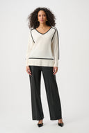 Joseph Ribkoff Cashmere And Wool Contrast trim Sweater Style 263941