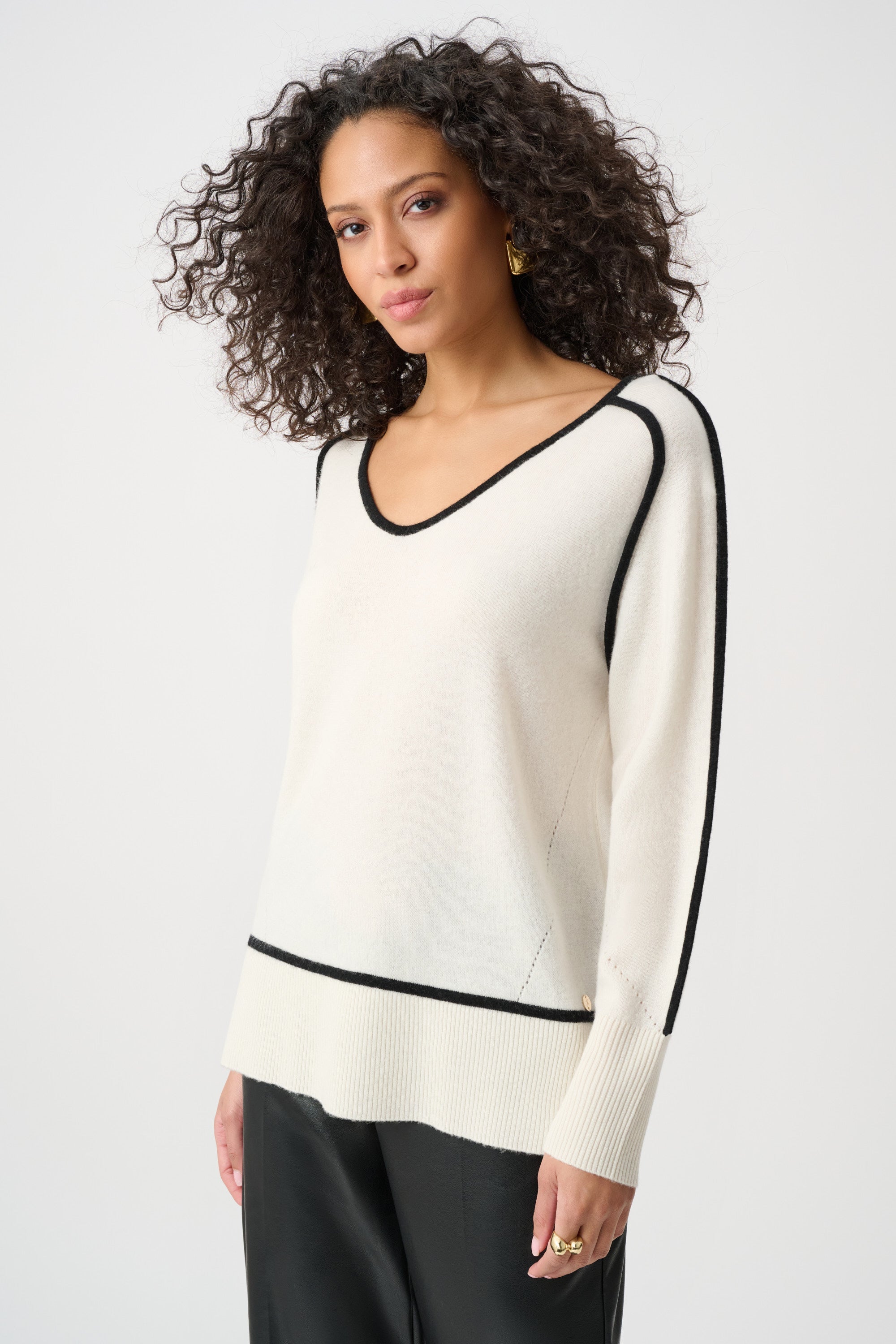 Joseph Ribkoff Cashmere And Wool Contrast trim Sweater Style