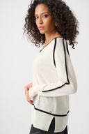 Joseph Ribkoff Cashmere And Wool Contrast trim Sweater Style 263941