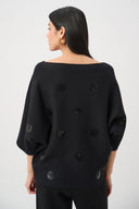 Joseph Ribkoff Brushed Boxy Embroidered Sweater Style 263942