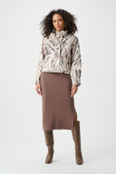 Joseph Ribkoff Foiled Faux Suede Animal Print Jacket Style 263944