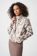 Joseph Ribkoff Foiled Faux Suede Animal Print Jacket Style 263944