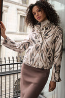 Joseph Ribkoff Foiled Faux Suede Animal Print Jacket Style 263944