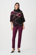 Joseph Ribkoff Brushed Plaid Funnel-Neck Sweater Style 263947