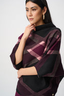 Joseph Ribkoff Brushed Plaid Funnel-Neck Sweater Style 263947