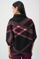 Joseph Ribkoff Brushed Plaid Funnel-Neck Sweater Style 263947