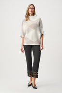 Joseph Ribkoff Brushed Plaid Funnel-Neck Sweater Style 263947