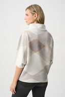 Joseph Ribkoff Brushed Plaid Funnel-Neck Sweater Style 263947
