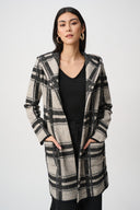 Joseph Ribkoff Brushed Plaid Hooded Jacket Style 263953