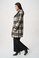 Joseph Ribkoff Brushed Plaid Hooded Jacket Style 263953