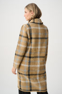 Joseph Ribkoff Plaid Coat With Detachable Faux Fur Collar Style 263954