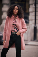 Joseph Ribkoff Feather Yarn Mock-Neck Coat Style 263955